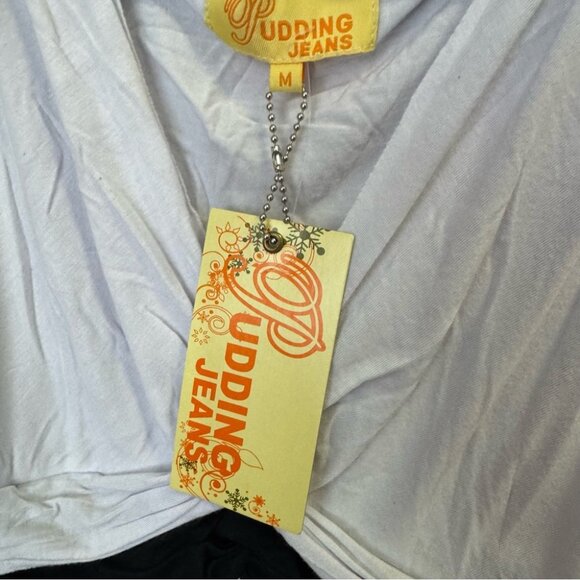 Pudding jeans tank top tie belt ribbon π black white y2k deadstock brand newπ - Picture 9 of 10